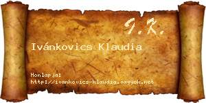 Ivánkovics Klaudia névjegykártya
